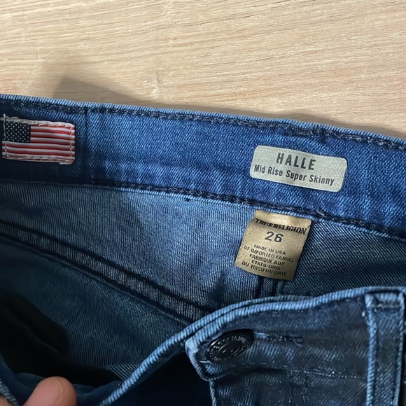 True Religion Halle Mid Rise Super Skinny Blue‎ Jeans. Size 26. GUC. - Picture 2 of 6